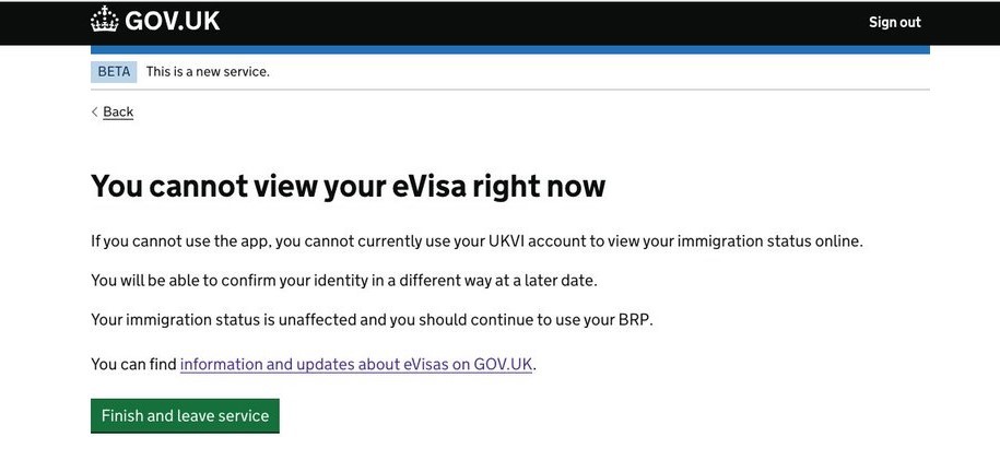 eVisa Error View